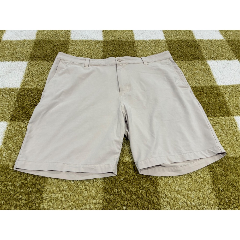 TravisMathew Mens Golf Shorts Size 38 Light Khaki Tan Cotton Stretch Flat Front